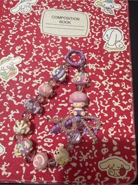 Cute Lavender Kids Beaded Keychain Charm - Brand Unknown